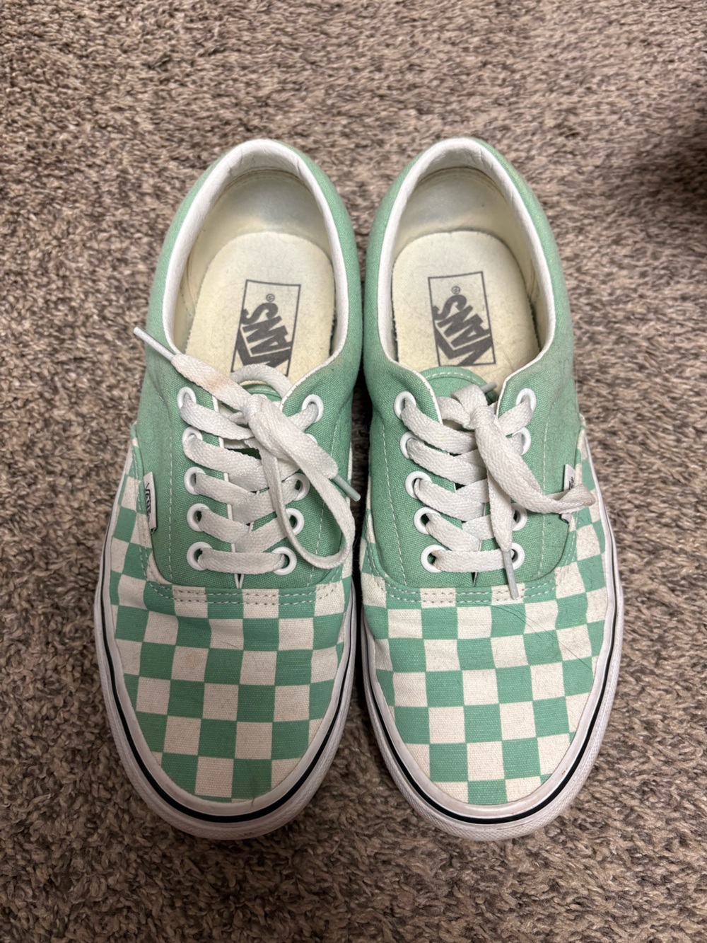 Vans Checkerboard Low Top Sneakers - Mint & White